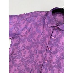 Men's Paisley Purple Jaquard Texture Button Up Shirt